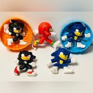 Blue Sonic Hedgehog Action Figures or Cake Toppers Lot Of Five